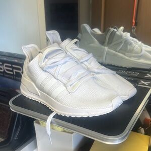 adidas Men’s All-White Knit Lace-Up Sneakers